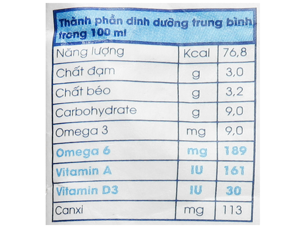 Sữa tươi tiệt trùng có đường VPMilk Omega bịch 220ml 5