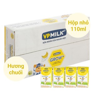 Thùng 48 hộp sữa tươi tiệt trùng vị chuối VPMilk Grow + 110ml