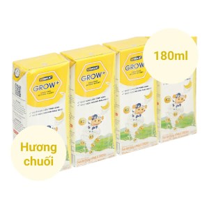 Lốc 4 hộp sữa tươi tiệt trùng vị chuối VPMilk Grow + 180ml