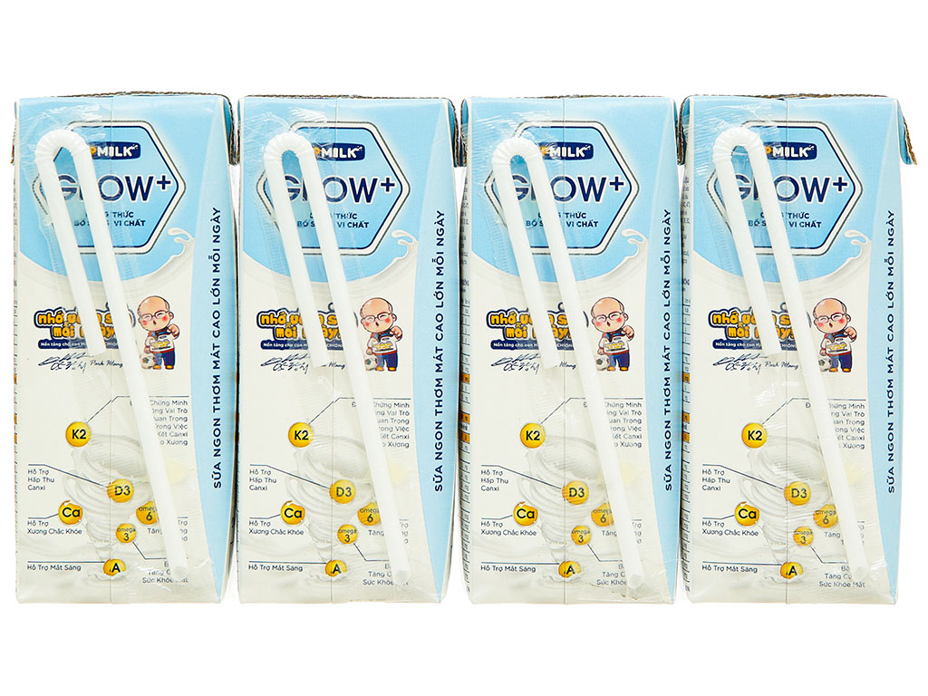 Lốc 4 hộp sữa tươi tiệt trùng có đường VPMilk Grow+ 180ml 4