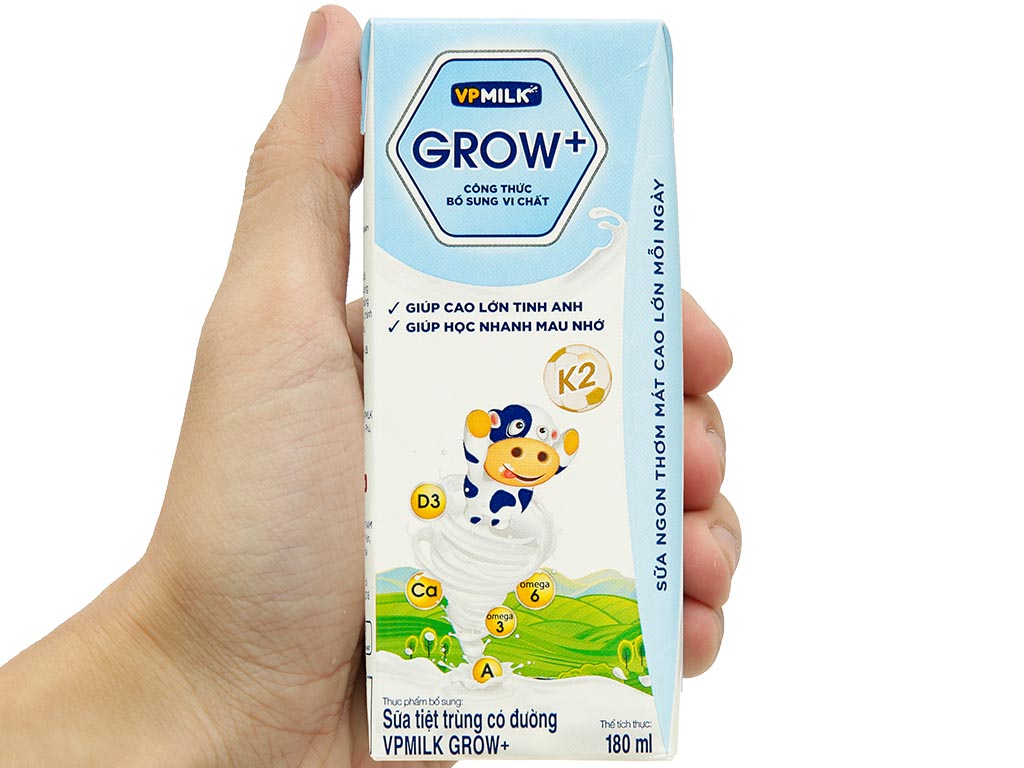Lốc 4 hộp sữa tươi tiệt trùng có đường VPMilk Grow+ 180ml 10