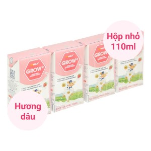 Lốc 4 hộp sữa tươi tiệt trùng vị dâu VPMilk Grow + 110ml