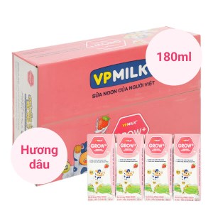 Thùng 48 hộp sữa tươi tiệt trùng vị dâu VPMilk Grow + 180ml