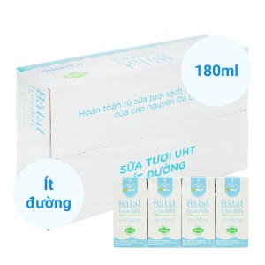 Thùng 48 hộp sữa tươi tiệt trùng ít đường Đà Lạt True Milk 180ml