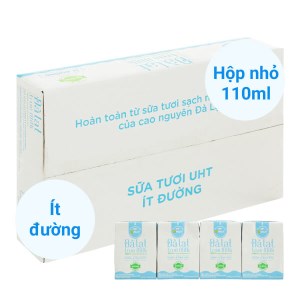 Thùng 48 hộp sữa tươi tiệt trùng ít đường Đà Lạt True Milk 110ml
