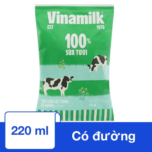 Sữa Tươi Tiệt Trùng Vinamilk Có Đường 220 Ml (Từ 1 Tuổi)