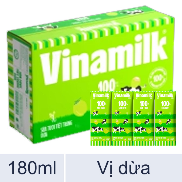 Thùng 48 hộp sữa tươi Vinamilk 100% vị dừa 180ml