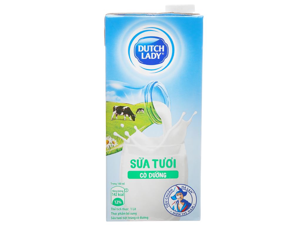 Sữa tươi tiệt trùng có đường Dutch Lady hộp 1 lít 3
