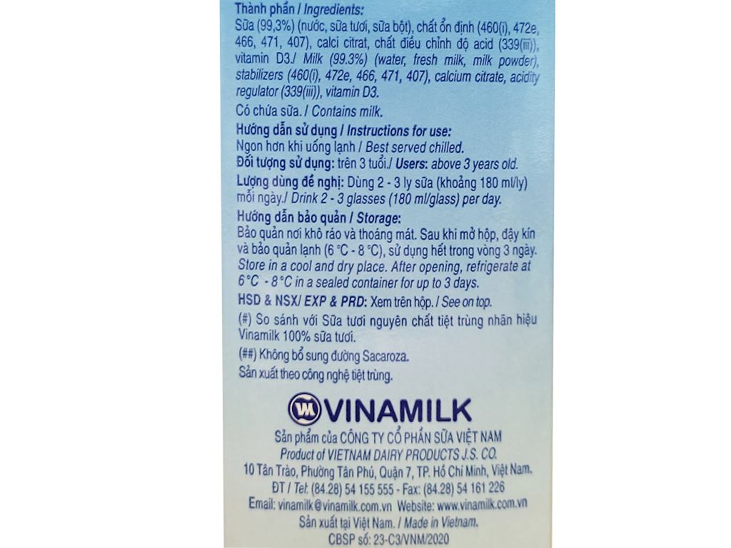 Sữa dinh dưỡng không đường Vinamilk Flex hộp 1 lít 7