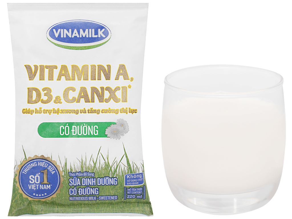 Sữa dinh dưỡng có đường Vinamilk A&D3 bịch 220ml 7