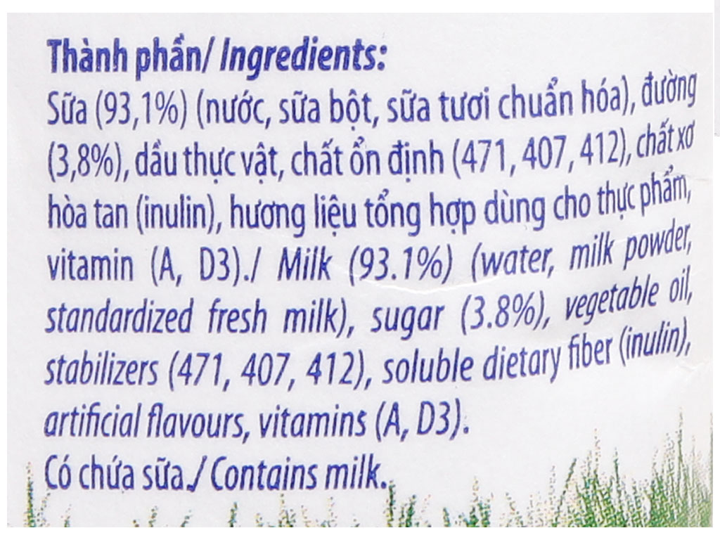 Sữa dinh dưỡng có đường Vinamilk A&D3 bịch 220ml 11