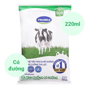 Sữa dinh dưỡng có đường Vinamilk A&D3 bịch 220ml