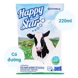 Sữa tươi có đường Vinamilk Happy Star bịch 220ml