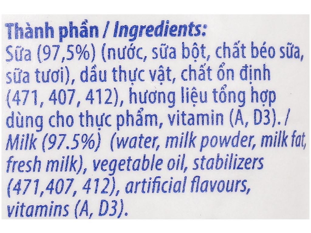 Sữa dinh dưỡng không đường Vinamilk A&D3 bịch 220ml 4