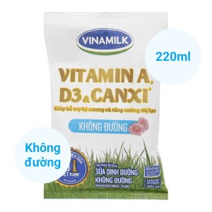 Sữa dinh dưỡng không đường Vinamilk A&D3 bịch 220ml