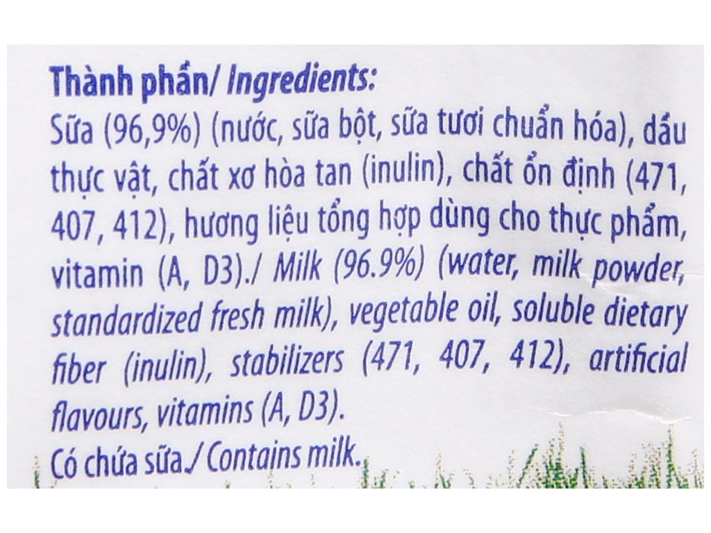 Sữa dinh dưỡng không đường Vinamilk A&D3 bịch 220ml 10