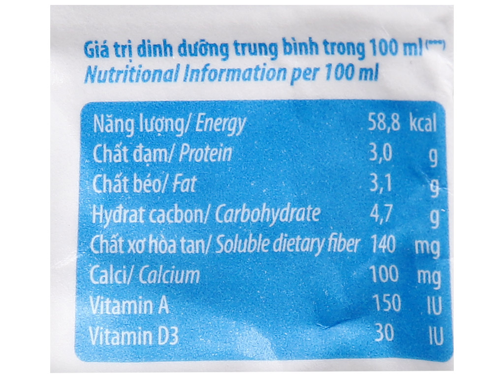 Sữa dinh dưỡng không đường Vinamilk A&D3 bịch 220ml 11