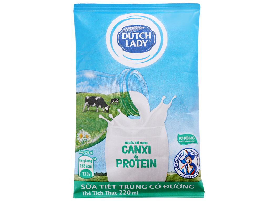 Sữa tiệt trùng có đường Dutch Lady Canxi & Protein 220ml 1