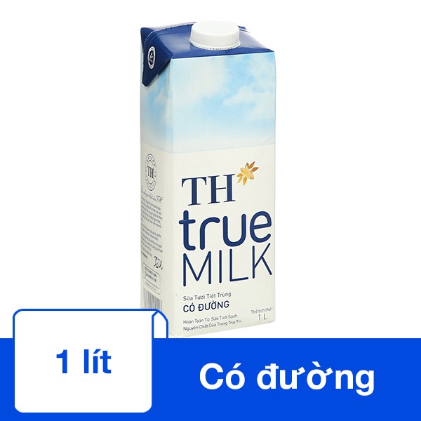 Thùng 12 hộp sữa tươi tiệt trùng TH true MILK có đường 1 lít (từ 1 tuổi) - AVAKids.com