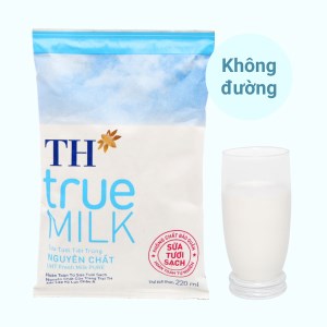 Sữa tươi tiệt trùng nguyên chất không đường TH true MILK bịch 220ml