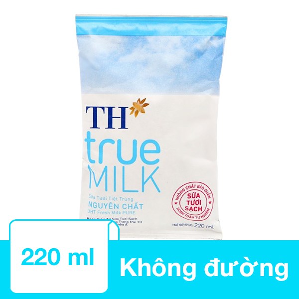 Sữa Tươi Tiệt Trùng Th True Milk Không Đường 220 Ml (Từ 1 Tuổi)