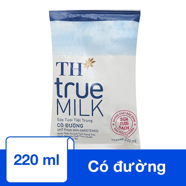 Sữa Tươi Tiệt Trùng Th True Milk Có Đường 220 Ml (Từ 1 Tuổi)