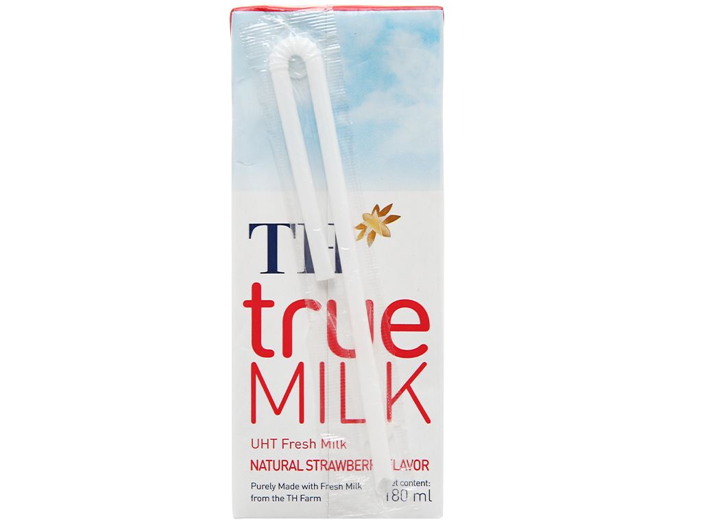 Lốc 4 hộp sữa tươi tiệt trùng hương dâu TH true MILK 180ml 6