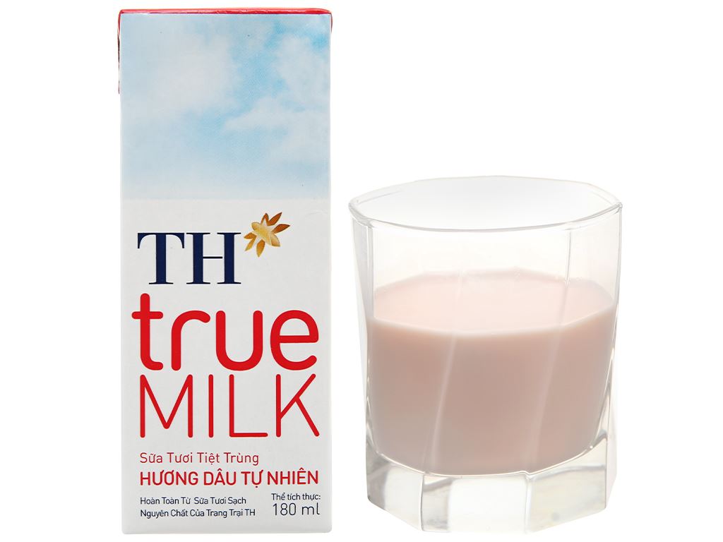 Lốc 4 hộp sữa tươi tiệt trùng hương dâu TH true MILK 180ml 9