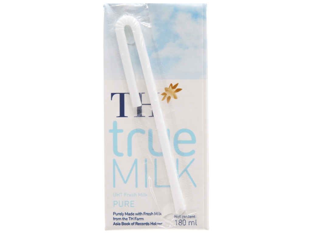 Lốc 4 hộp sữa tươi tiệt trùng nguyên chất không đường TH true MILK 180ml 4