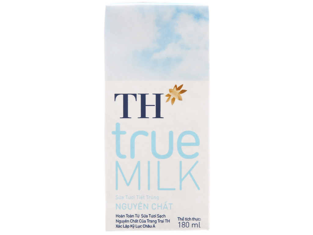 Lốc 4 hộp sữa tươi tiệt trùng nguyên chất không đường TH true MILK 180ml 4