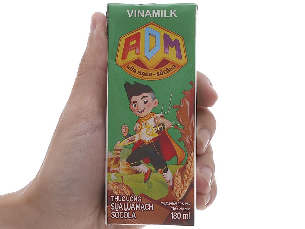 Lốc 4 hộp sữa dinh dưỡng lúa mạch - socola Vinamilk ADM 180ml 25