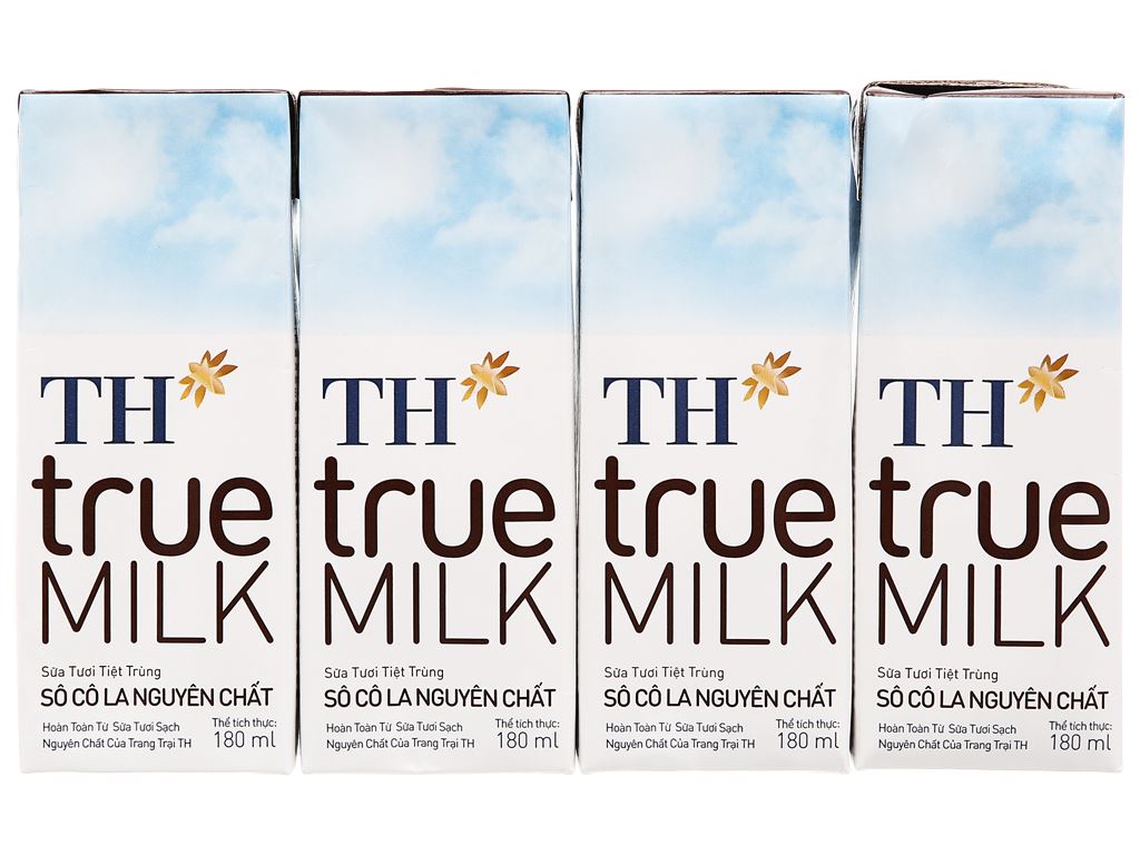 Lốc 4 hộp sữa tươi tiệt trùng socola TH true MILK 180ml 3