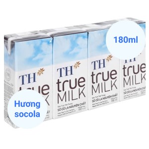 Lốc 4 hộp sữa tươi tiệt trùng socola TH true MILK 180ml