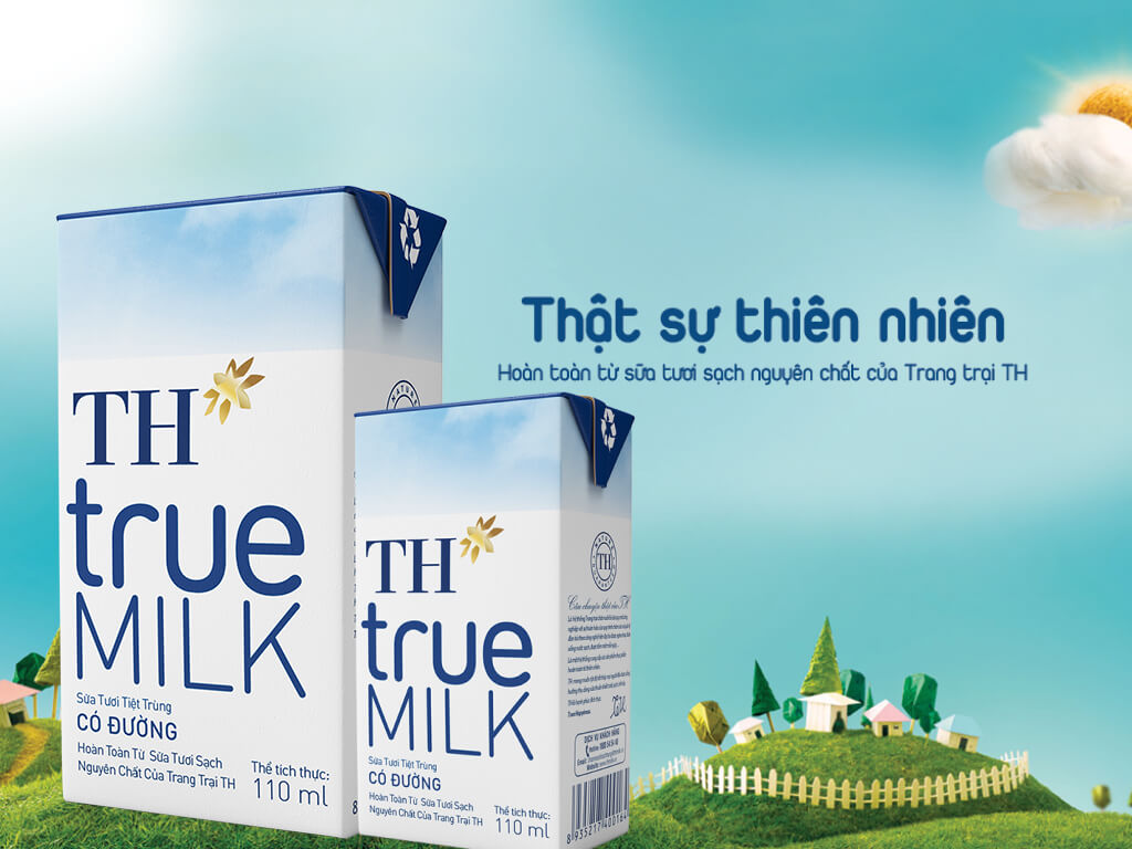 Lốc 4 hộp sữa tươi tiệt trùng có đường TH true MILK 110ml 2