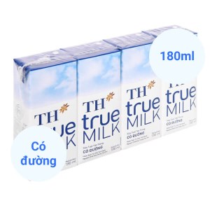 Lốc 4 hộp sữa tươi tiệt trùng có đường TH true MILK 180ml