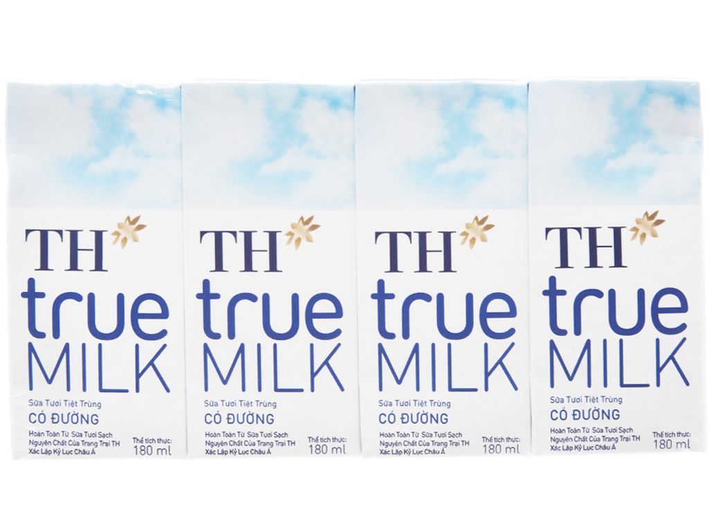 Lốc 4 hộp sữa tươi tiệt trùng có đường TH true MILK 180ml 3