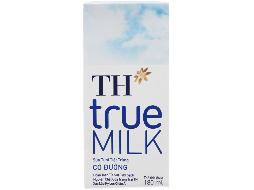 Lốc 4 hộp sữa tươi tiệt trùng có đường TH true MILK 180ml 4