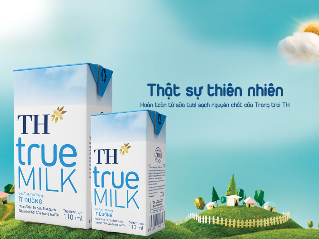 Lốc 4 hộp sữa tươi tiệt trùng ít đường TH true MILK 110ml 2