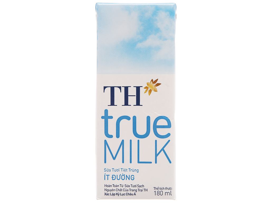 Lốc 4 hộp sữa tươi tiệt trùng ít đường TH true MILK 180ml 4