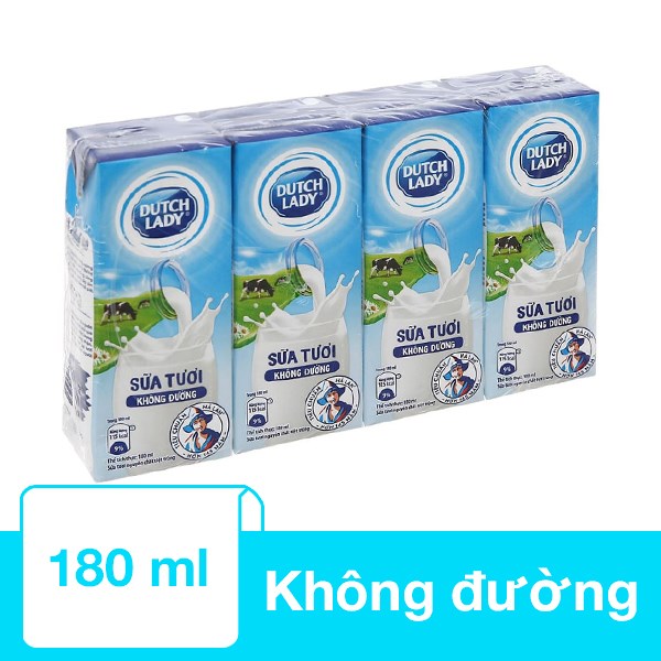 Thùng 48 hộp sữa tươi Dutch Lady không đường 180 ml - AVAKids.com