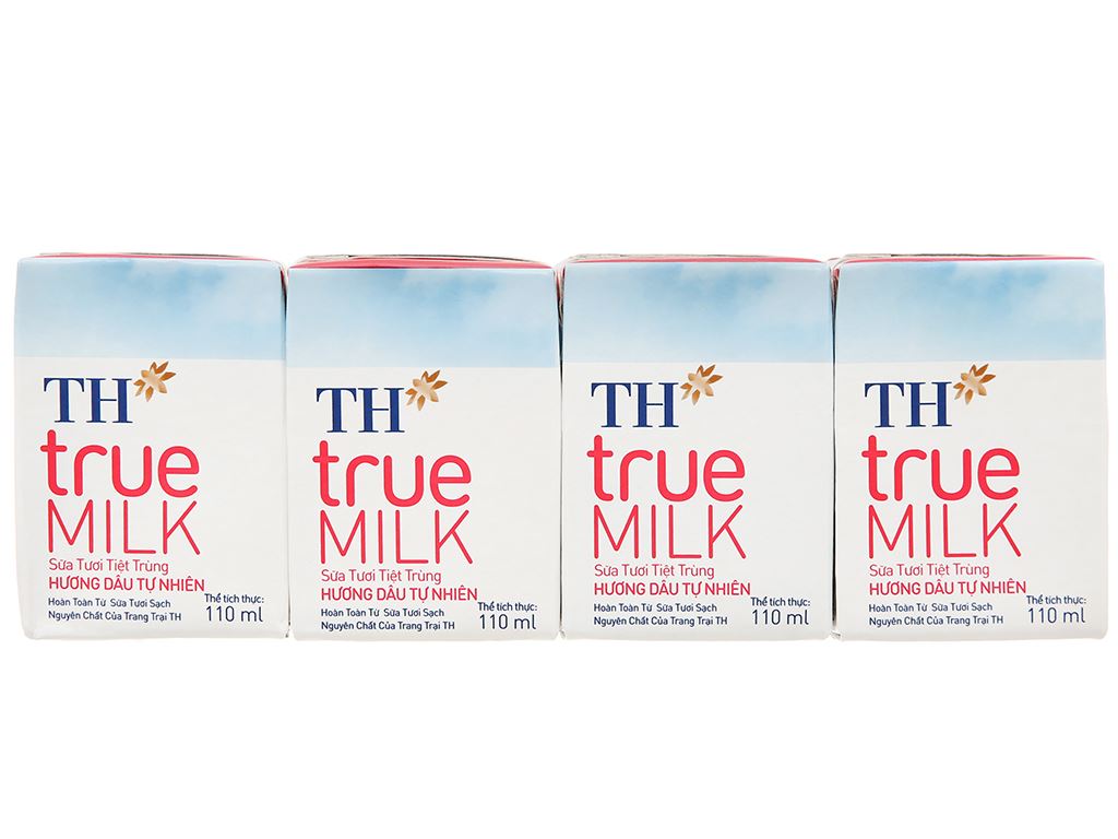 Lốc 4 hộp sữa tươi tiệt trùng hương dâu TH true MILK 110ml 3
