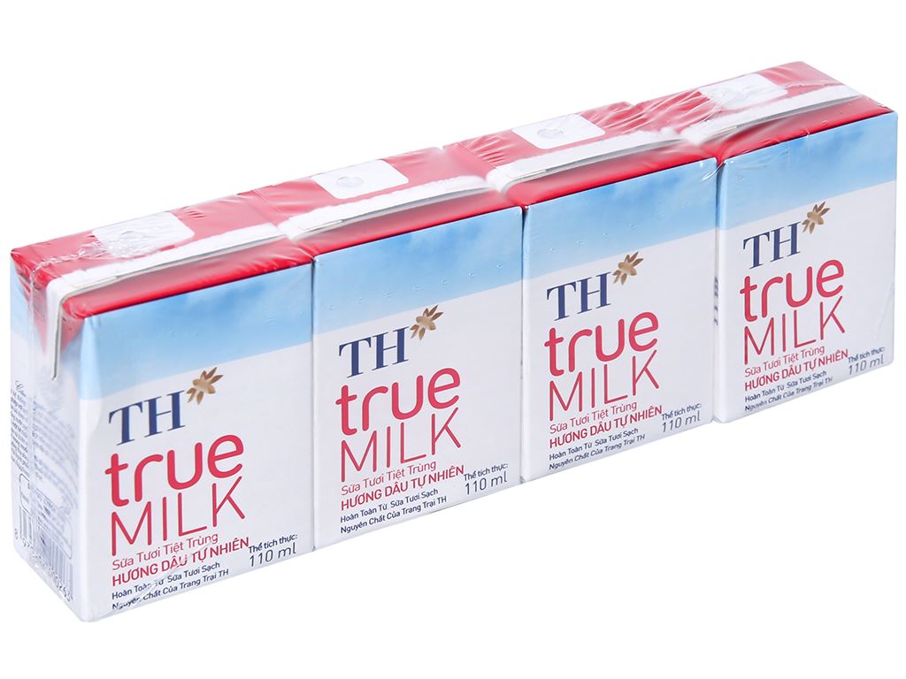 Lốc 4 hộp sữa tươi tiệt trùng hương dâu TH true MILK 110ml 1