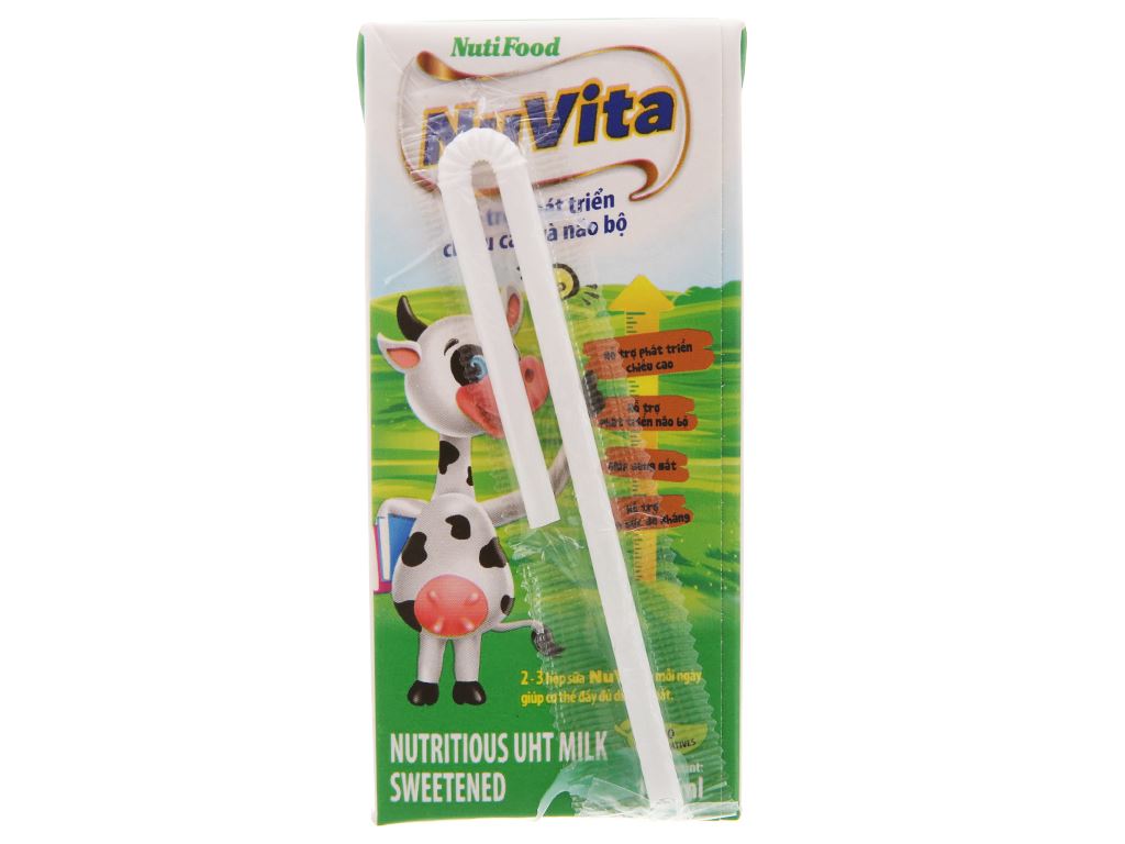 Lốc 4 hộp sữa tiệt trùng có đường Nuvita 180ml 5