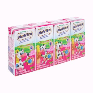 Lốc 4 hộp sữa tiệt trùng hương dâu Nuvita 180ml