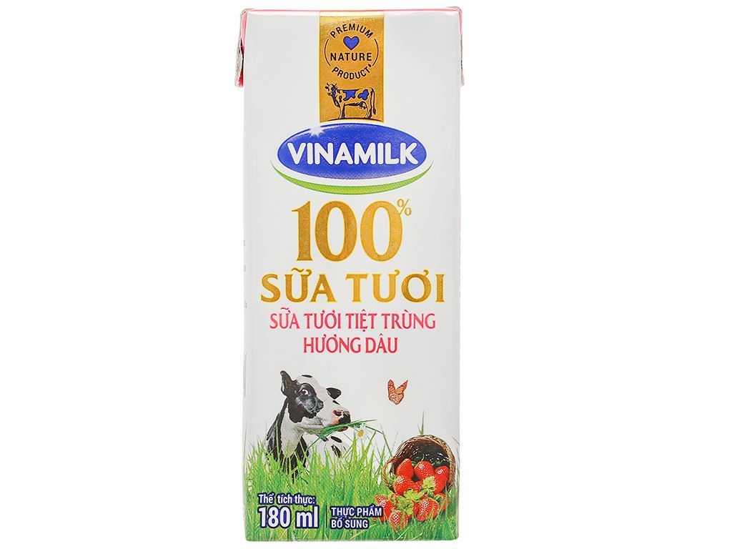 Lốc 4 hộp sữa tươi hương dâu Vinamilk 180ml 5