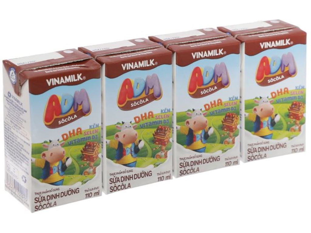Lốc 4 hộp sữa dinh dưỡng socola Vinamilk ADM 110ml 1