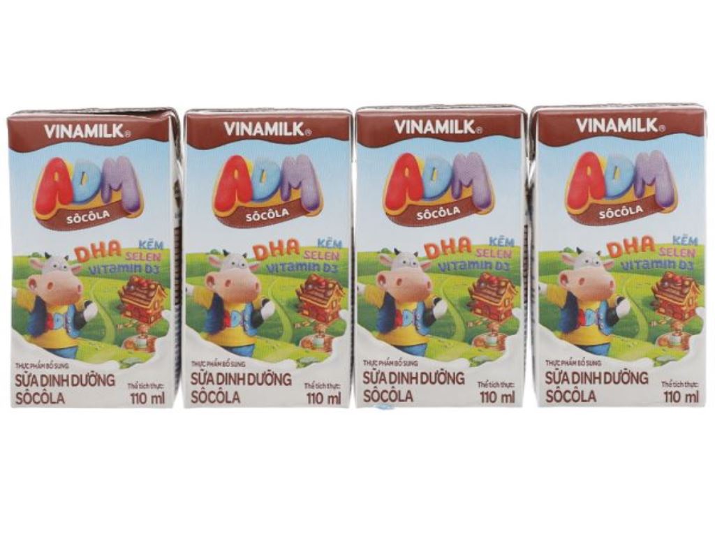 Lốc 4 hộp sữa dinh dưỡng socola Vinamilk ADM 110ml 2