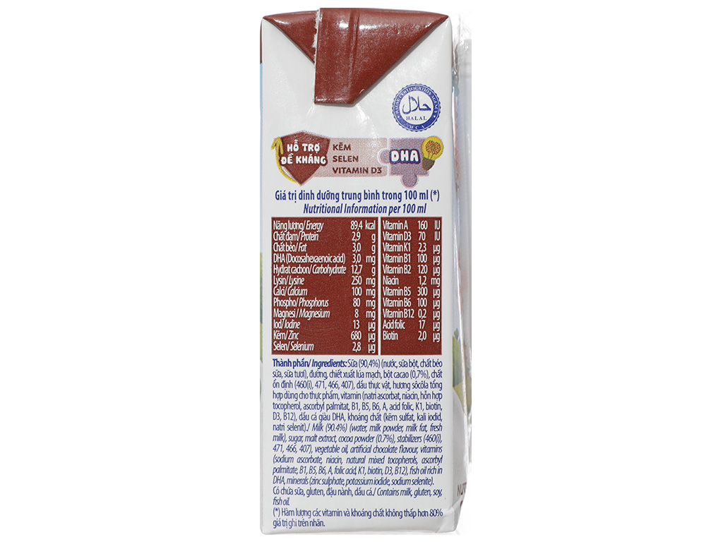 Lốc 4 hộp sữa dinh dưỡng socola Vinamilk ADM 110ml 6