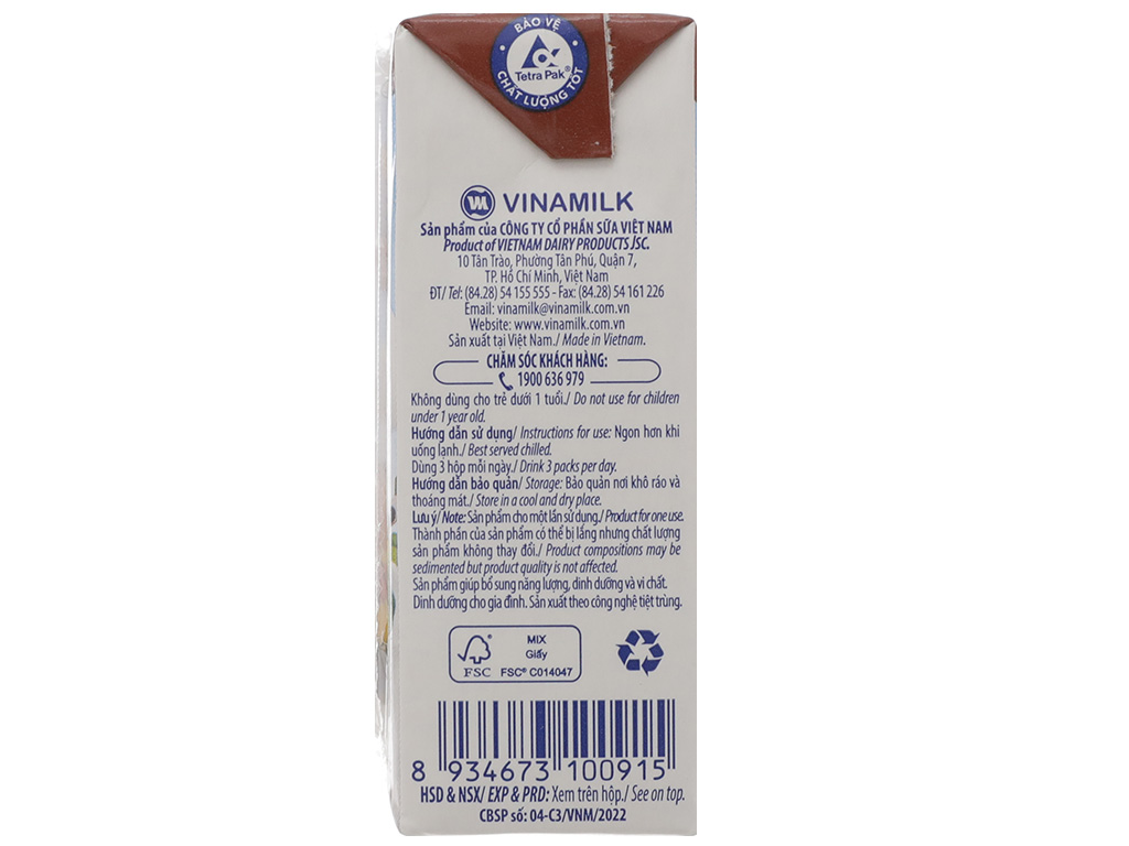 Lốc 4 hộp sữa dinh dưỡng socola Vinamilk ADM 110ml 7