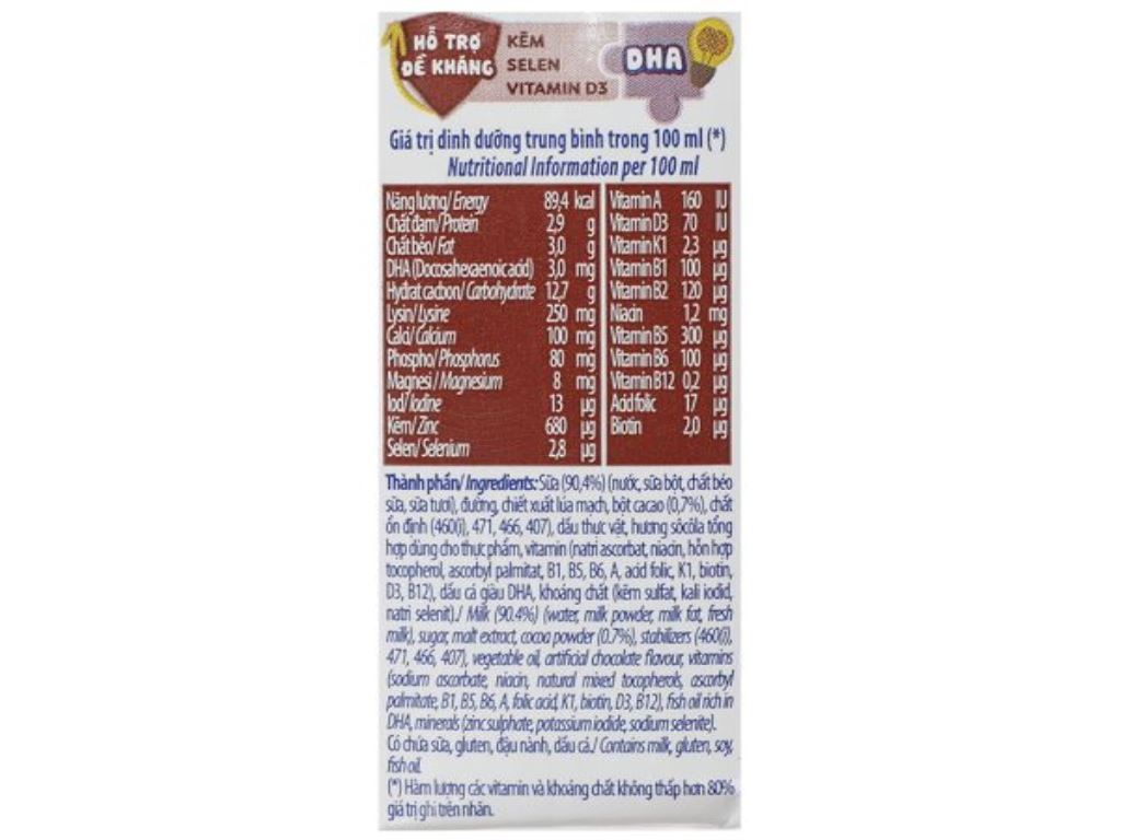 Lốc 4 hộp sữa dinh dưỡng socola Vinamilk ADM 110ml 8